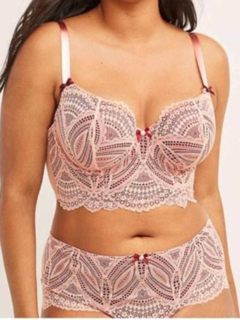 Lane Bryant Lace Longline Boost Balconette Bra and Panty set 38G/14-16 NWT